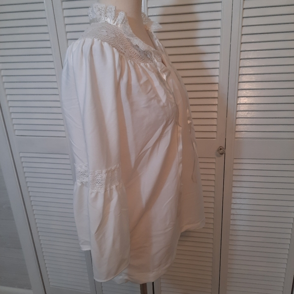 RARE vtg white lace blouse USA sz 13/14 new fashion creation NWT *J - Picture 3 of 7
